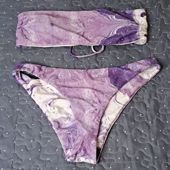 Shein purple and white bikini set size medium - Picture 1 of 4